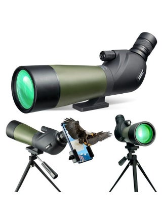 20-60x60 HD Spotting Scope with Tripod, Carrying Bag and Scope Phone Adapter - BAK4 45 Degree Angled Spotter Scope for Target Shooting Hunting Bird Watching Wildlife Scenery - pzsku/Z148BC1CB085576046A67Z/45/_/1683833277/e63d85f7-0b66-4216-8bb2-e181273f3bbe