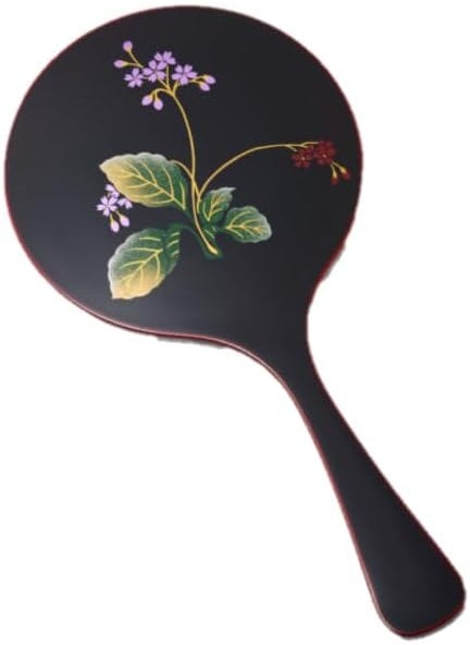 Generic Japanese Hand Mirror with Handle Handmade Urushi Makie Lacquerware 