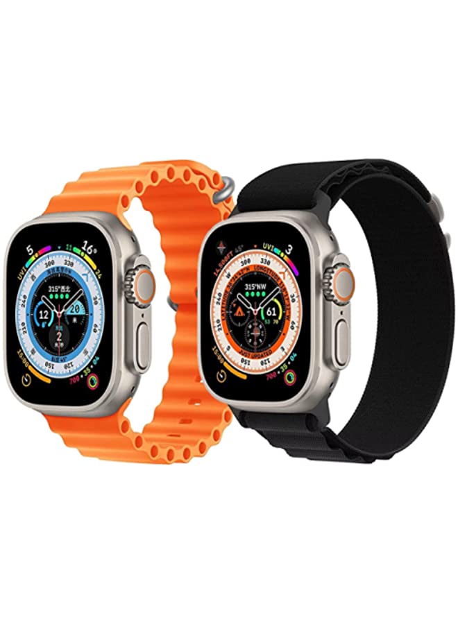 IAF Nylon G-hook Loop Buckle Watch Strap Black Silicone Ocean Band Strap Snow White Set of 2 for Apple Watch Ultra 8 49mm