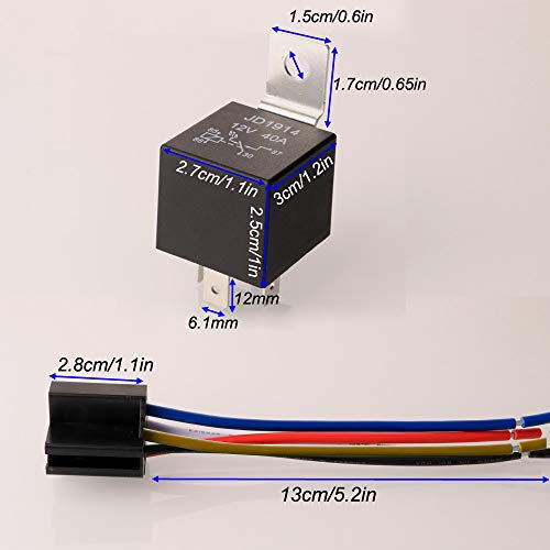 Gebildet 2pcs JD1914 Car Relay Harness 12V 40A 4 Pin SPDT 12AWG Harness Sockets with Built-in Diode for Automotive Truck Van Motorcycle Boat - Image 3