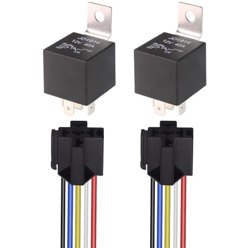 Gebildet 2pcs JD1914 Car Relay Harness 12V 40A 4 Pin SPDT 12AWG Harness Sockets with Built-in Diode for Automotive Truck Van Motorcycle Boat - Image 1