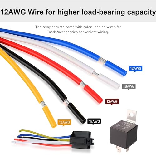 Gebildet 2pcs JD1914 Car Relay Harness 12V 40A 4 Pin SPDT 12AWG Harness Sockets with Built-in Diode for Automotive Truck Van Motorcycle Boat - Image 4