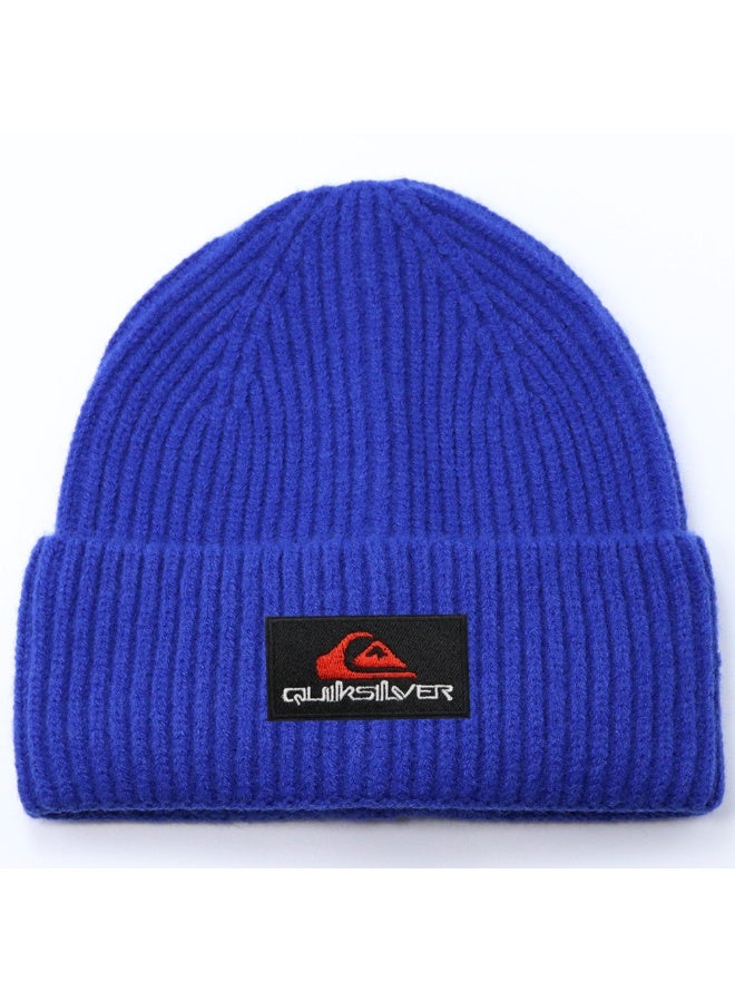 Quiksilver Wave Logo Rib Knit Beanie - Royal Blue Surf Culture Cuffed Beanie for Men & Women