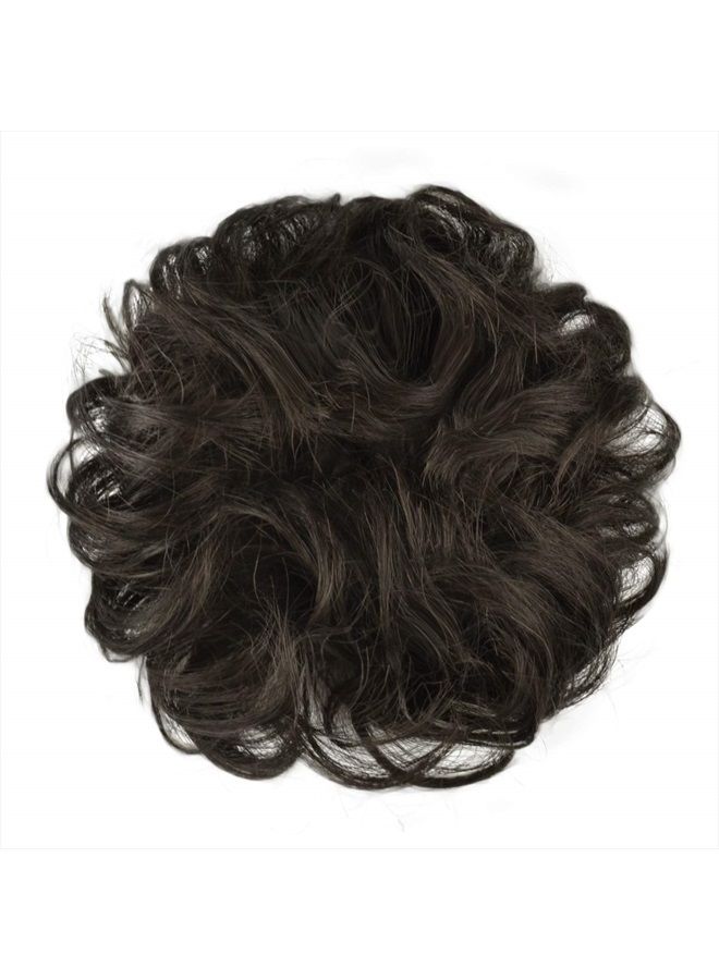 BARSDAR 100% Human Hair Bun, Brown Hair Messy Bun Extensions Human Hair Rose Bun Hair Piece Curly Hair Bun Hairpieces for Women Girls Real Hair Bun Natural Updo Tousled Chignons Daily (Dark brown) - Image 2