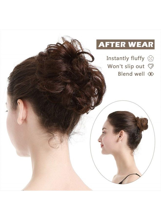 BARSDAR 100% Human Hair Bun, Brown Hair Messy Bun Extensions Human Hair Rose Bun Hair Piece Curly Hair Bun Hairpieces for Women Girls Real Hair Bun Natural Updo Tousled Chignons Daily (Dark brown) - Image 5