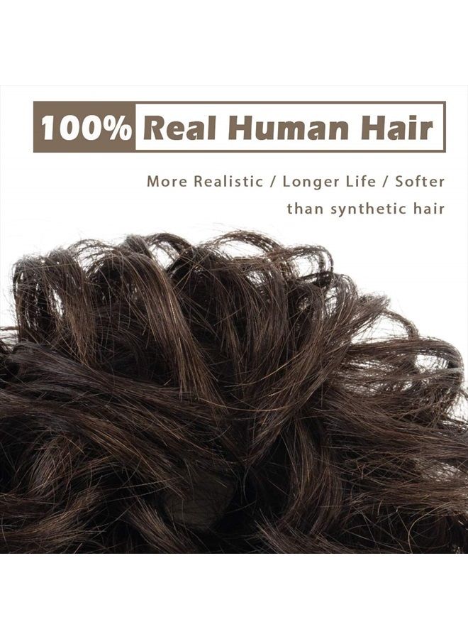 BARSDAR 100% Human Hair Bun, Brown Hair Messy Bun Extensions Human Hair Rose Bun Hair Piece Curly Hair Bun Hairpieces for Women Girls Real Hair Bun Natural Updo Tousled Chignons Daily (Dark brown) - Image 3