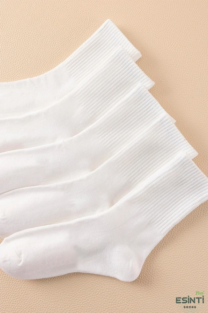 اسينتي Men's Sports Socks Women's Socks Long White Summer Socks Sports Football Tennis Socks 5 Pieces