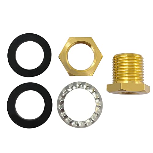 Hooshing Bulkhead Fittings 1/4" NPT Female 1/2" Male Straight Thread Solid Brass Water Tank Connector with Sawtooth Rings, 3 Pack - Image 3