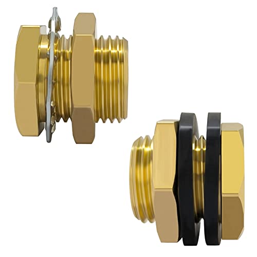 Hooshing Bulkhead Fittings 1/4" NPT Female 1/2" Male Straight Thread Solid Brass Water Tank Connector with Sawtooth Rings, 3 Pack - Image 4