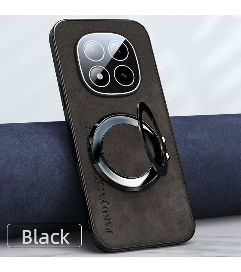 حافظة هاتف مناسبة لـ Redmi Note 15 Pro 5G برتقالية مع حامل دوار، حماية للعدسات، مانعة للانزلاق، لمسة مريحة. - Image 1