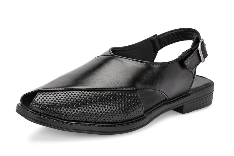 MACTREE Black Leather Sandals for Men's - 9 UK - Image 1
