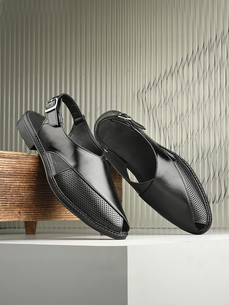MACTREE Black Leather Sandals for Men's - 9 UK - Image 2