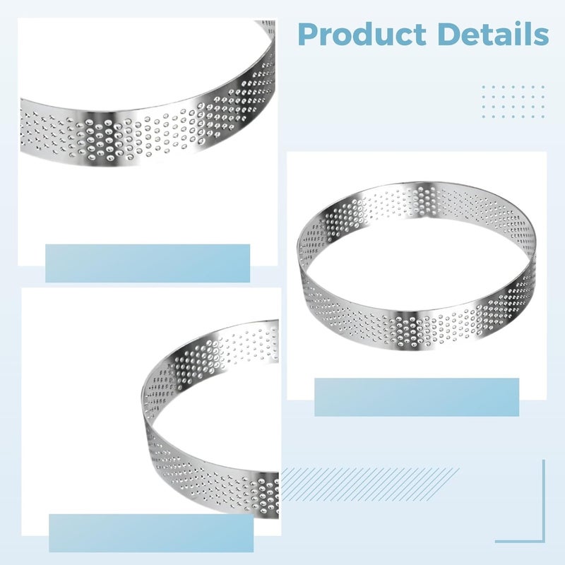 Professional Stainless Steel 3.9-Inch Round Tart Rings, 10-Pack, Perforated Pastry Molds for Tarts, Mousses, Layer Cakes, and Cheesecakes - Image 2