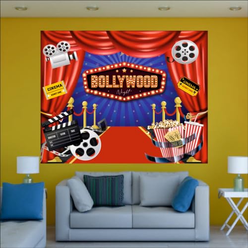 Party Baazaar Bollywood Night Backdrop | Movie Night Banner | Bollywood Theme Party Decorations (Pack of 1, Size: 7x5 Feet) - Image 2
