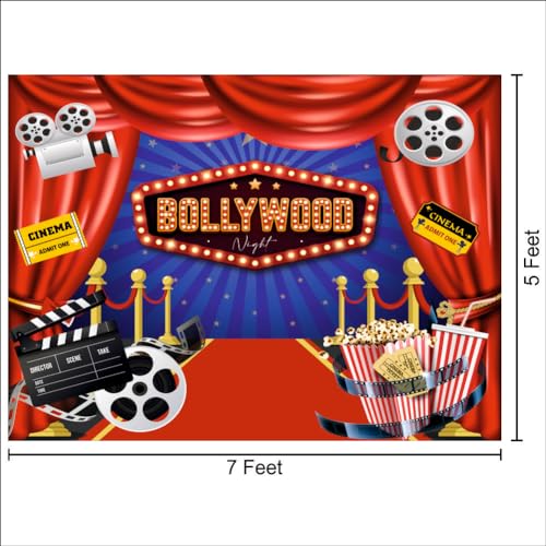 Party Baazaar Bollywood Night Backdrop | Movie Night Banner | Bollywood Theme Party Decorations (Pack of 1, Size: 7x5 Feet) - Image 3