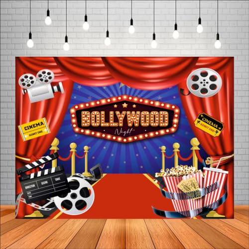 Party Baazaar Bollywood Night Backdrop | Movie Night Banner | Bollywood Theme Party Decorations (Pack of 1, Size: 7x5 Feet) - Image 1