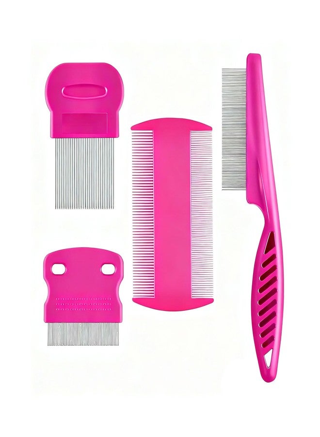 FFZDENA 4 Pack Lice Comb, Pink Lice and Nits Removal Comb for Women and Kids, Effective Hair Comb for Lice Removal, Dandruff Remover Comb, Suitable for All Hair Types - Image 1
