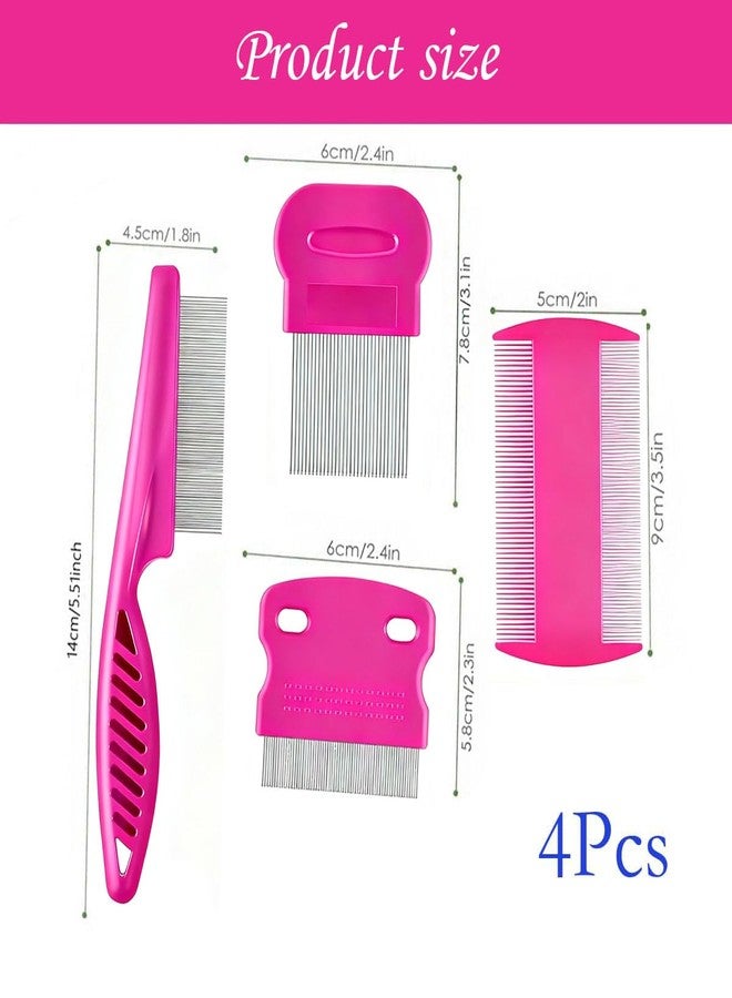 FFZDENA 4 Pack Lice Comb, Pink Lice and Nits Removal Comb for Women and Kids, Effective Hair Comb for Lice Removal, Dandruff Remover Comb, Suitable for All Hair Types - Image 2