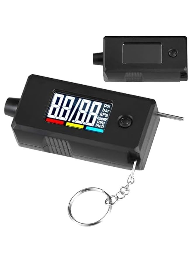 Generic Digital Tyre Pressure Gauge and Tyre Tread Depth Gauge, 2 in 1 Accurate Checker, with Large Backlight LCD Display & Key Ring for Car Truck Bike, up to 120 PSI & 15mm  - Image 1