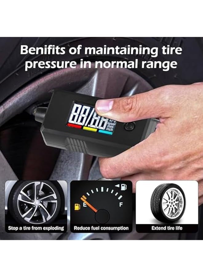 Generic Digital Tyre Pressure Gauge and Tyre Tread Depth Gauge, 2 in 1 Accurate Checker, with Large Backlight LCD Display & Key Ring for Car Truck Bike, up to 120 PSI & 15mm  - Image 4