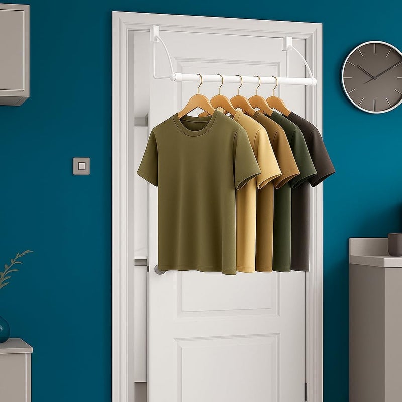 HOLDN’ STORAGE خطافات للتخزين فوق الباب - أرفف لتعليق الملابس - خطافات للحمام لتعليق الملابس والمناشف - رف تجفيف الملابس فوق الباب - Image 2
