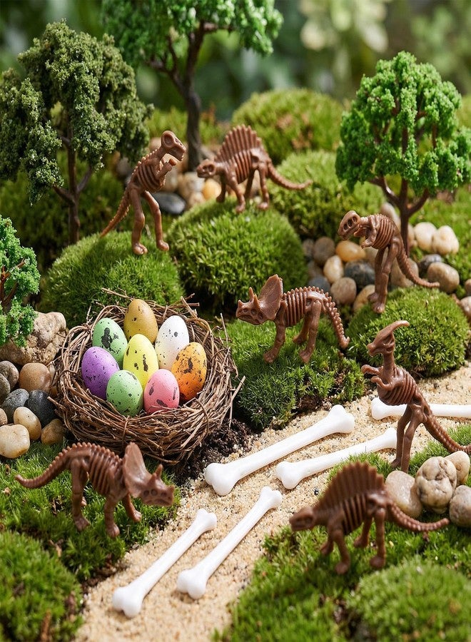 VICROIC 54 PCS Dinosaur Fossil Skeletons, Assorted Dinosaur Skeleton Figures with Colorful Foam Dinosaur Eggs and Plastic White Bones for Science Dino Sand Dig Party Favor Decorations (Brown) - Image 4