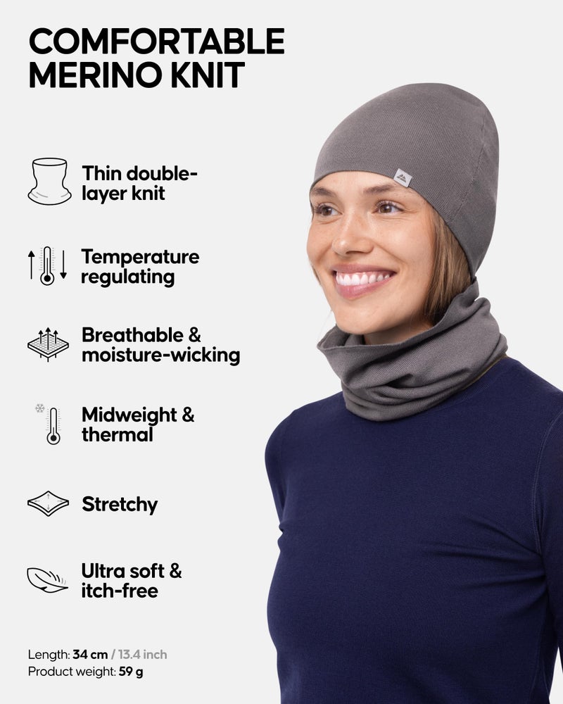 DANISH ENDURANCE Merino Wool Neck Gaiter Face Mask for Men & Women, Grey, One Size - Image 2