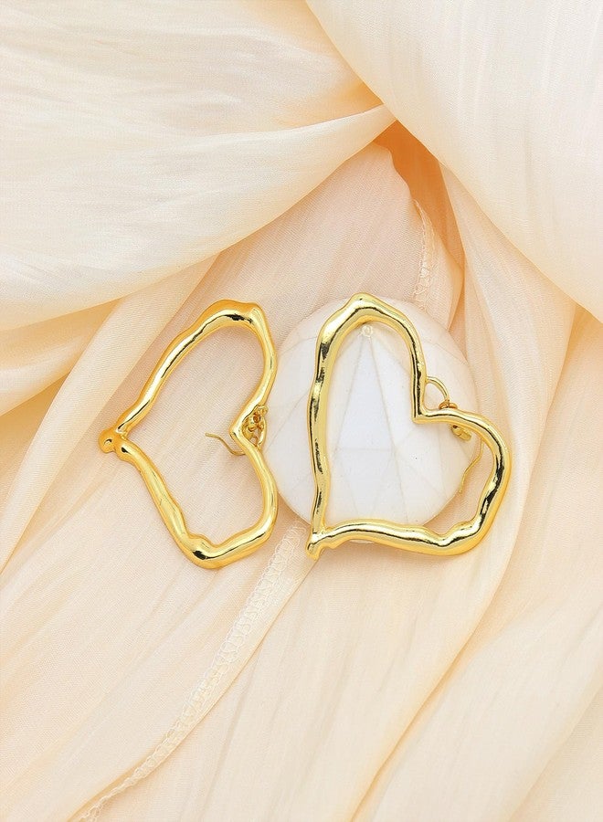 FUTIMELY Y2K Gold Heart Earrings for Women,Chunky Large Heart Dangle Earrings Punk Alt Grunge Cool Earring Alternative Jewelry Accessories Big Statement (Gold) - Image 4