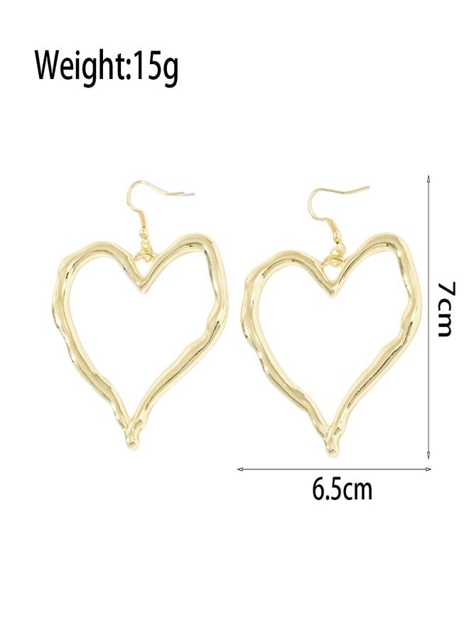 FUTIMELY Y2K Gold Heart Earrings for Women,Chunky Large Heart Dangle Earrings Punk Alt Grunge Cool Earring Alternative Jewelry Accessories Big Statement (Gold) - Image 3