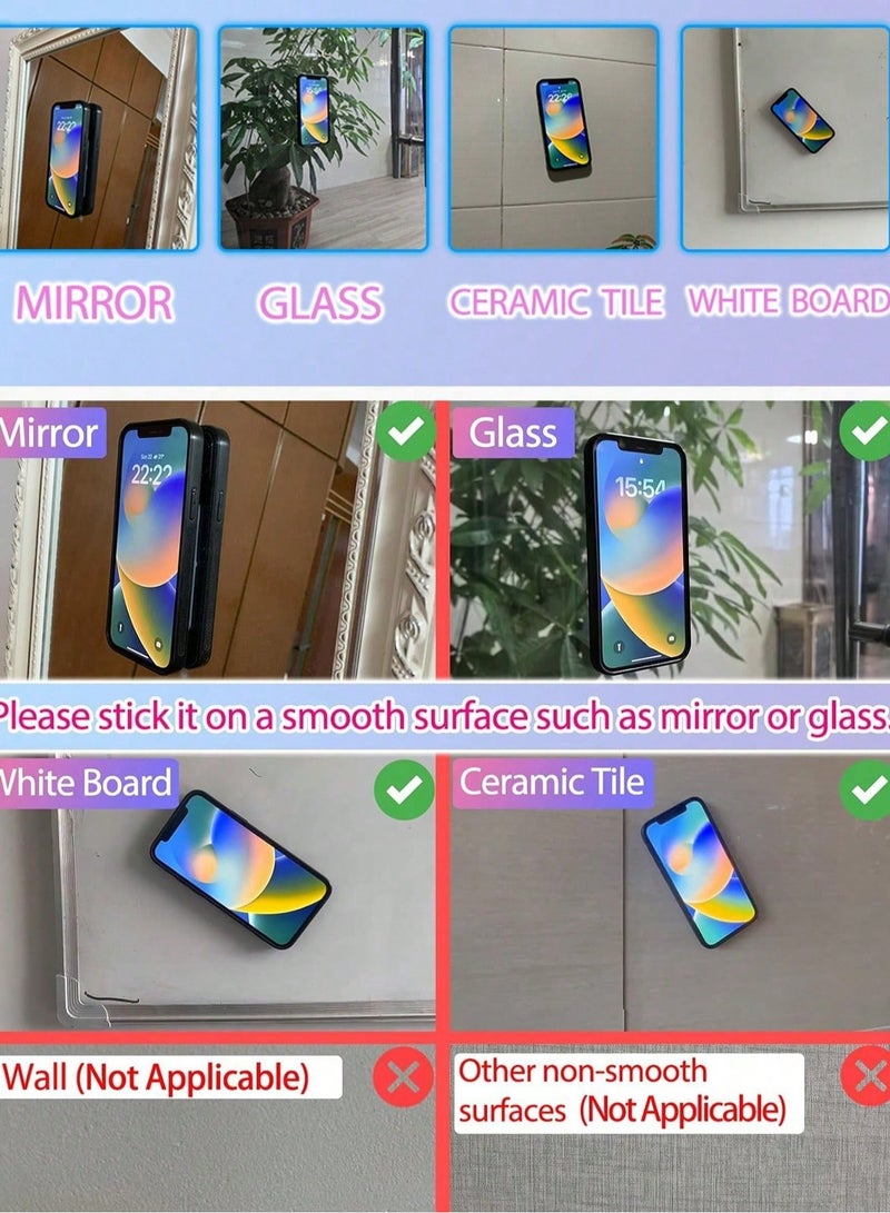 Digipace 6pcs Silicone Suction Cup Phone Holder, Strong Suction Cups, Suitable for Bathroom, Mirror, Hands-free, Selfie, Video - Image 4