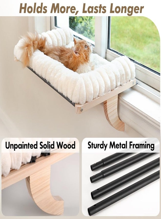 valigogo Cloud-Soft Cat Window Sill Perch with Zipper Designed Cushioned Bed, Supportive Cat Window Seat with Premium Solid Wood & Sturdy Metal Frame, Pet Hammock Bed for Large Cats (Large, White) - Image 5