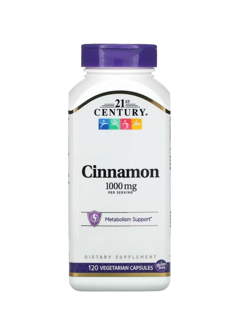 21st Century Cinnamon 120 Vegetarian Capsules (500 mg per Capsule) - Image 1