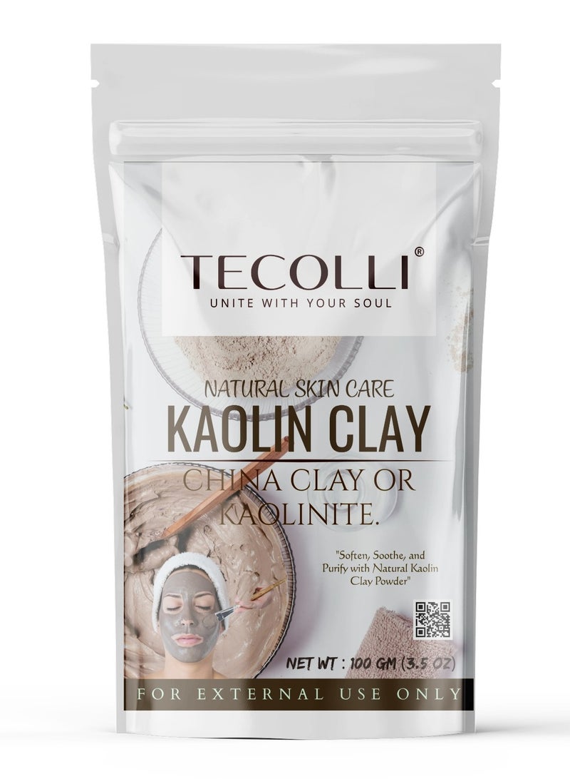 Tecolli® Kaolin Clay Powder For Facial clay mask |Natural exfoliator | Clear skin | Evens Out Your Skin Tone (100 gm)