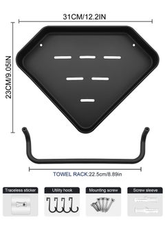 WinHolder 2 Pack Bathroom Shower Shelf with 4 Hooks &Towel Bar, Corner Shower Caddy Shelf Organizer Rack, Rustproof Bathroom Shower Storage Baskets, Wall Organization Storage Shelves Basket for Bathroom  - Image 3