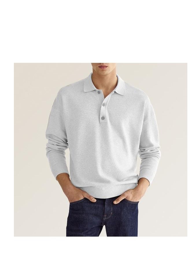 Loquat New Men's Long Sleeved Casual Polo Shirt 