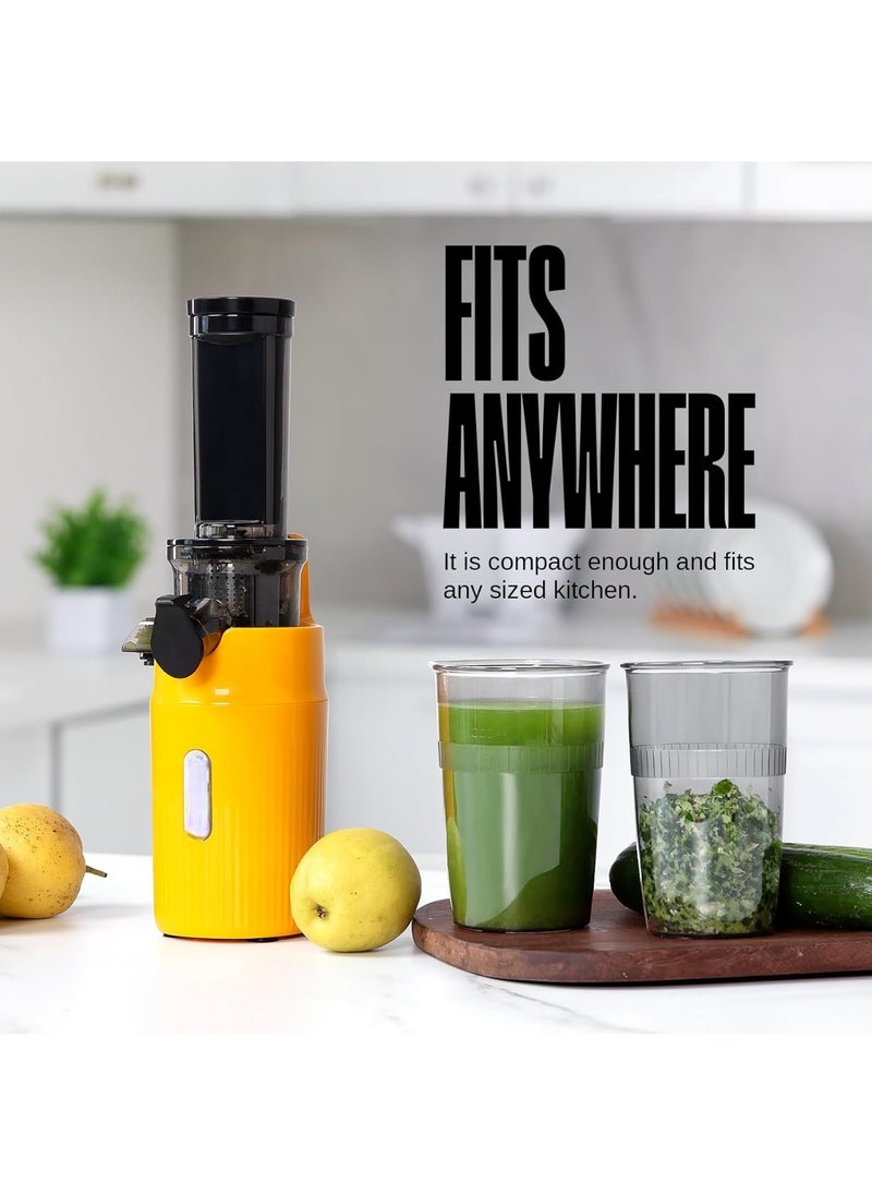 Generic - Essential Ginnie Juicer Compact Small Cold Press Juicer Masticating Slow Juicer Low Speed Easy to Clean Nutrient Dense Eco-Friendly Packaging Sunny Yellow - Image 1