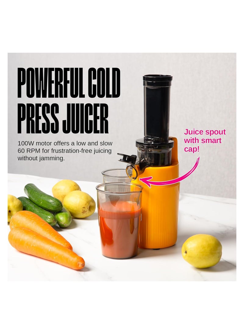 Generic - Essential Ginnie Juicer Compact Small Cold Press Juicer Masticating Slow Juicer Low Speed Easy to Clean Nutrient Dense Eco-Friendly Packaging Sunny Yellow - Image 1