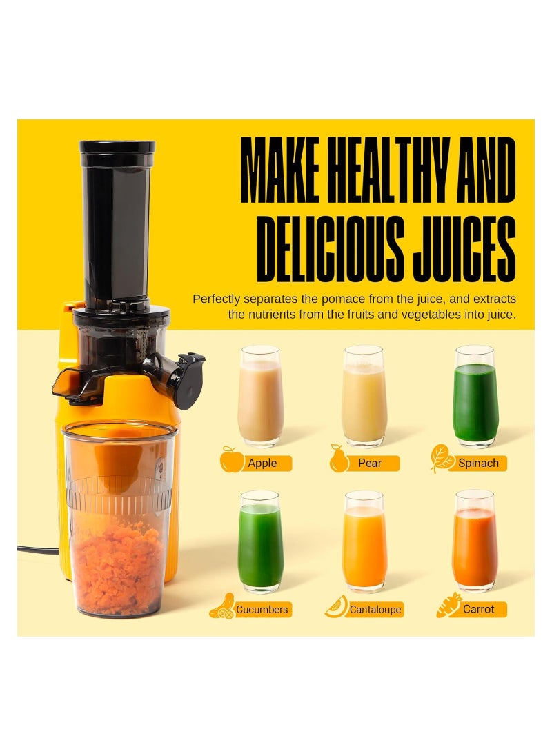 Generic - Essential Ginnie Juicer Compact Small Cold Press Juicer Masticating Slow Juicer Low Speed Easy to Clean Nutrient Dense Eco-Friendly Packaging Sunny Yellow - Image 1