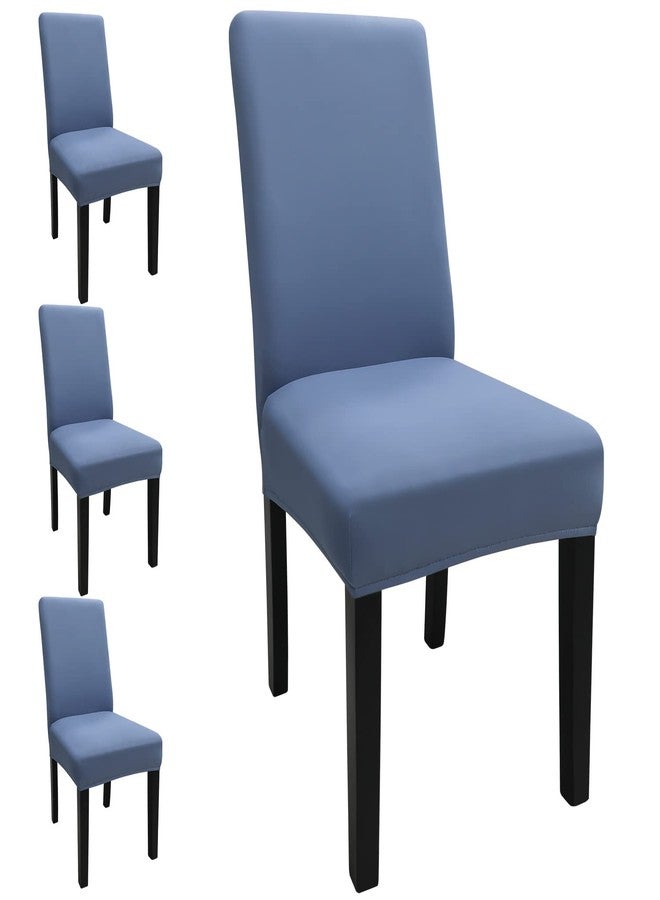 Keyroal Dining Room Chair Covers Set of 4, Stretch Solid Color Parsons Chair Slipcovers Spandex Removable Washable Kitchen Chair Protector Cover for Dining Room, Hotel, Ceremony(Grey Blue) - Image 1