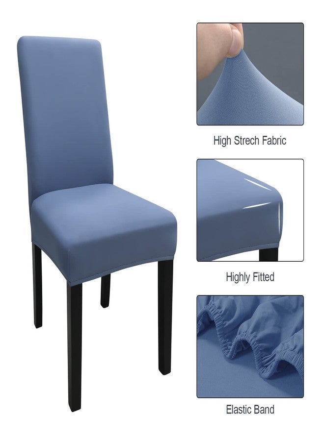Keyroal Dining Room Chair Covers Set of 4, Stretch Solid Color Parsons Chair Slipcovers Spandex Removable Washable Kitchen Chair Protector Cover for Dining Room, Hotel, Ceremony(Grey Blue) - Image 4