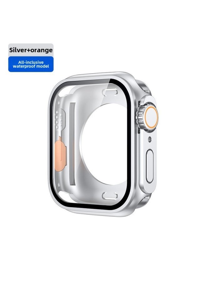 Generic - Suitable For Apple Iwatchs10 Protective Case Second Change Ultra Watch Case S 9 360 All-inclusive Waterproof Case Film Integration-Color:Silver + Orange -Dimensions:Apple Iwatch S9/s8/s7(41mm) - Image 1
