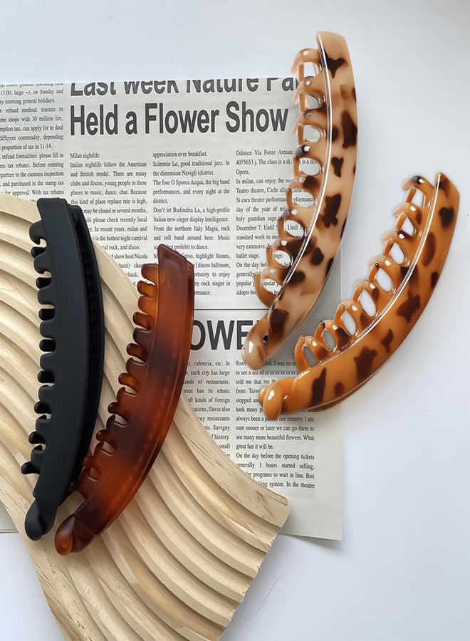 ROBOHOOK 4 Pcs Banana Hair Clip for Thin to Thick Hair Ladies,Clips for Women Girls,Non Slip Bana Hair (Coffee Amber,Cream Amber,Bright Black and Matte Tortoise Shell) - Image 3