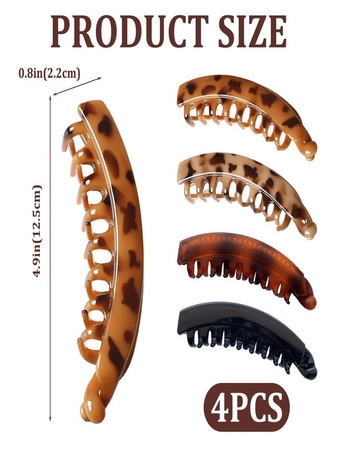 ROBOHOOK 4 Pcs Banana Hair Clip for Thin to Thick Hair Ladies,Clips for Women Girls,Non Slip Bana Hair (Coffee Amber,Cream Amber,Bright Black and Matte Tortoise Shell) - Image 2