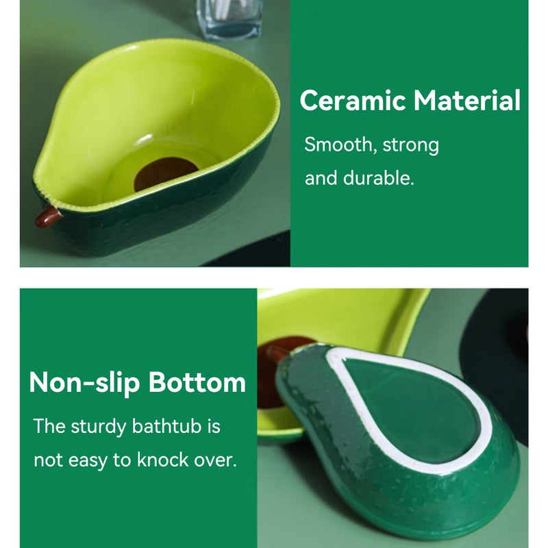 JSLZF Tree Frog Habitat Frog Water Bowl Dish Bathtub Tank Accessories Terrarium Decor Ceramic Aquarium Decoration Sturdy and Not Easy to Knock Over - Image 2