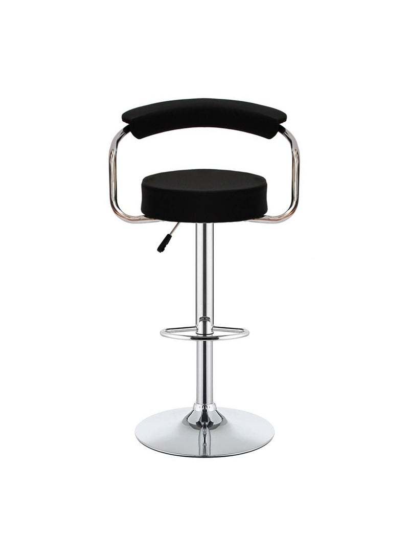 Leather Steel Adjustable Bar Stool Bar Chair-Black - Image 2