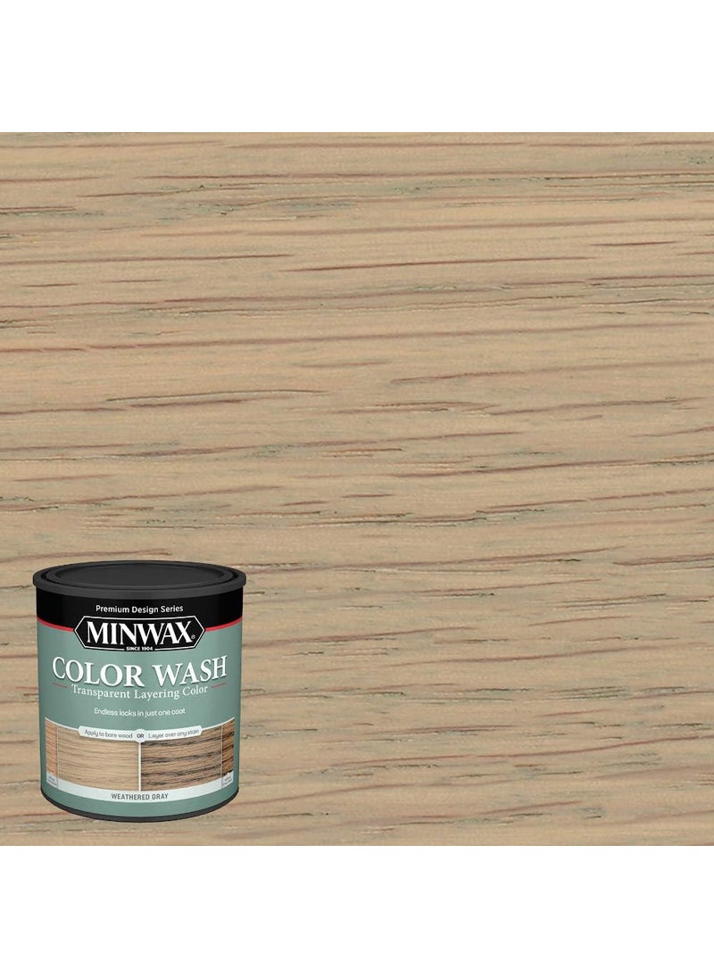 Minwax 1 qt Minwax 400140000 Weathered Gray Color Wash Transparent Layering Color Stain SemiTransparent  - Image 3