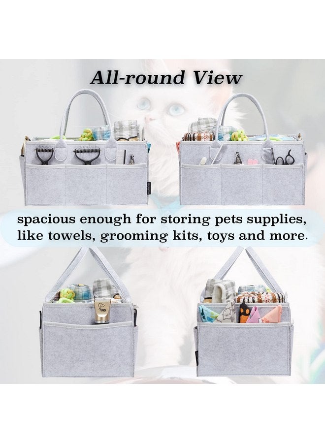 HUHYNN HUHYNN Pet Grooming Tote Bag, Dog Grooming Supplies Organizer Bag, Dog Grooming Bag for Travel Outdoor(Bag ONLY) (Sliver Grey) - Image 2
