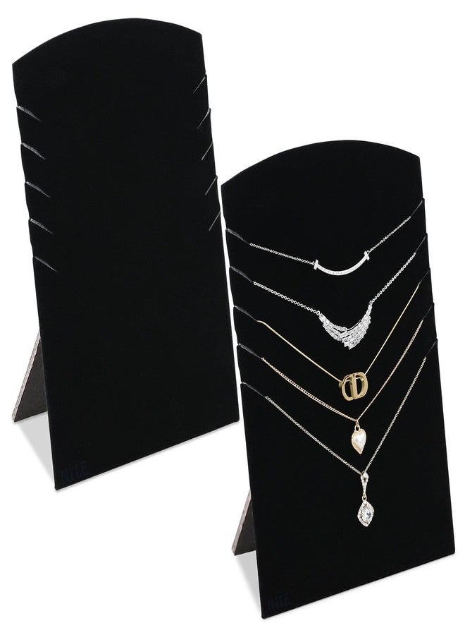 MOOCA 2 Pcs Set Freestanding Velvet Necklace Chain Display Stand for Multiple 5 Necklaces, Jewelry Display Stand, Chain Display Pad for Vendor, Black Color - Image 1