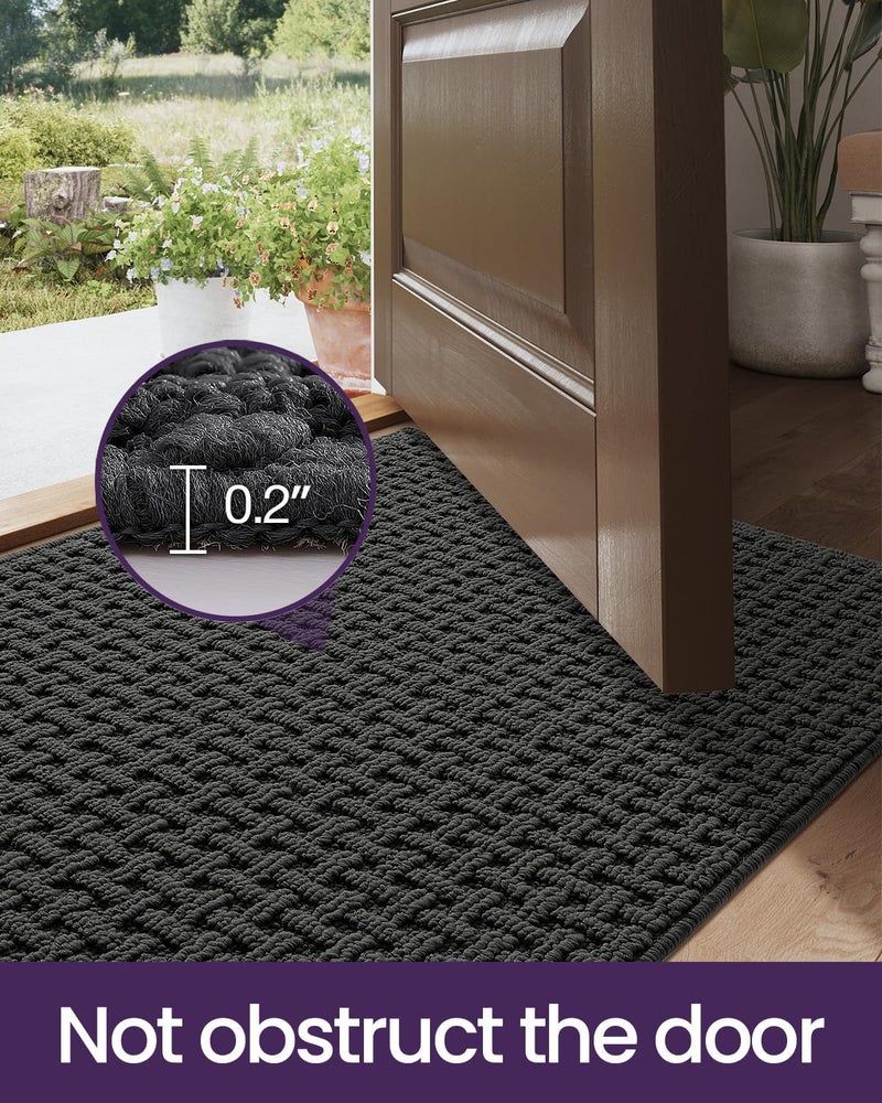 DEXI Front Door Mat Inside Entrance Non Slip 44 x 76 cm, Washable Indoor Doormats Low Profile, Dirt Trapping Welcome Mat for Floor Home Entryway Porter Hall Backdoor Area, Grey - Image 5
