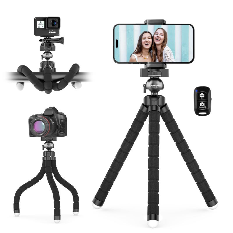 UBeesize Phone Tripod Pro S, Flexible Desk Stand with Wireless Remote, Mini Holder for Camera and GoPro - Image 1
